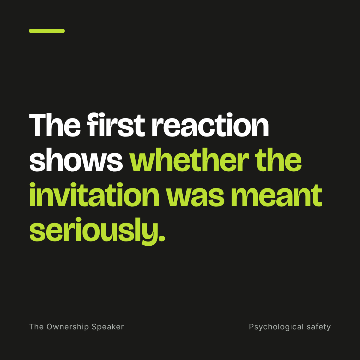 Quote: The first reaction shows whether the invitation was meant seriously.