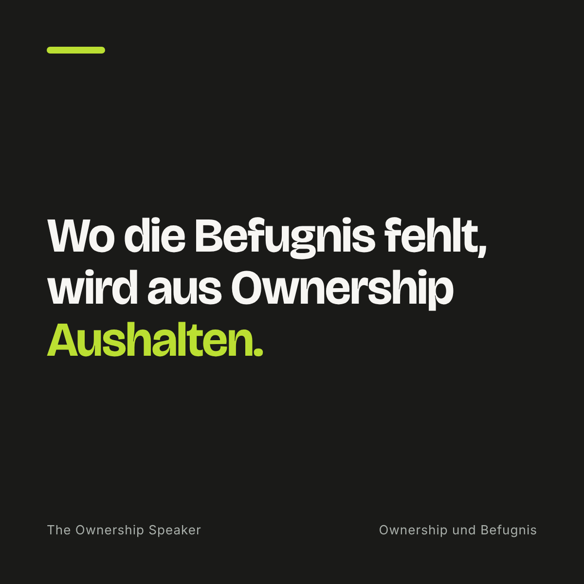 Zitat: Wo die Befugnis fehlt, wird aus Ownership Aushalten.